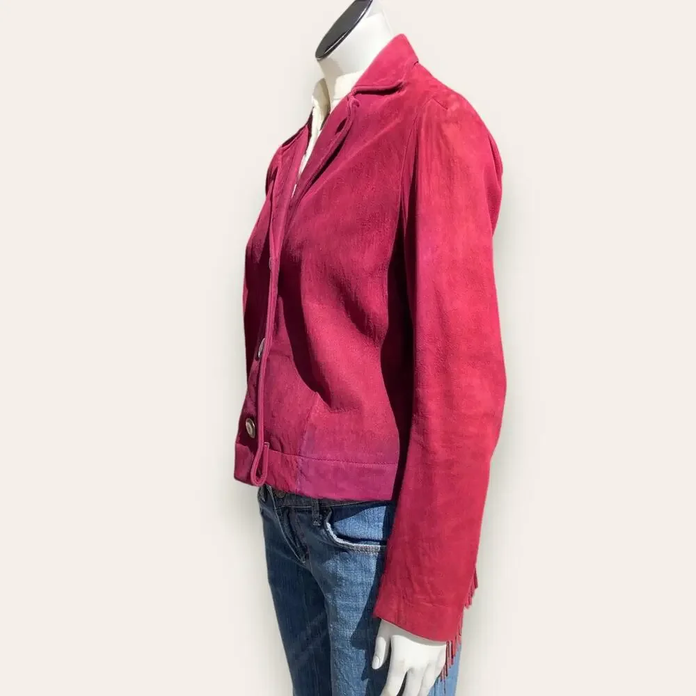 Vintage Burgundy suede cropped jacket ladies medium - Picture 8 of 16